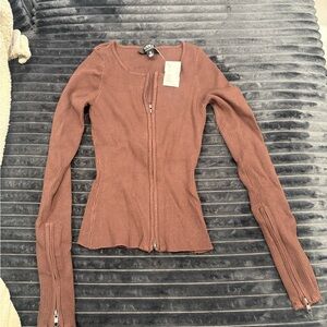 Hera Collection Chocolate Ribbed Long Sleeve Top